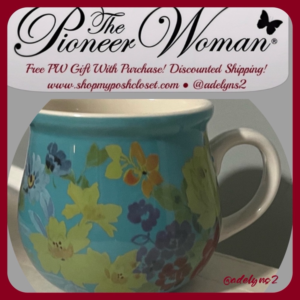 Rare! Buy Now! 🌺 EUC Pioneer Woman QVC Rare Belly Mug/Cup, Qty 1, Teal Blue - Picture 9 of 10